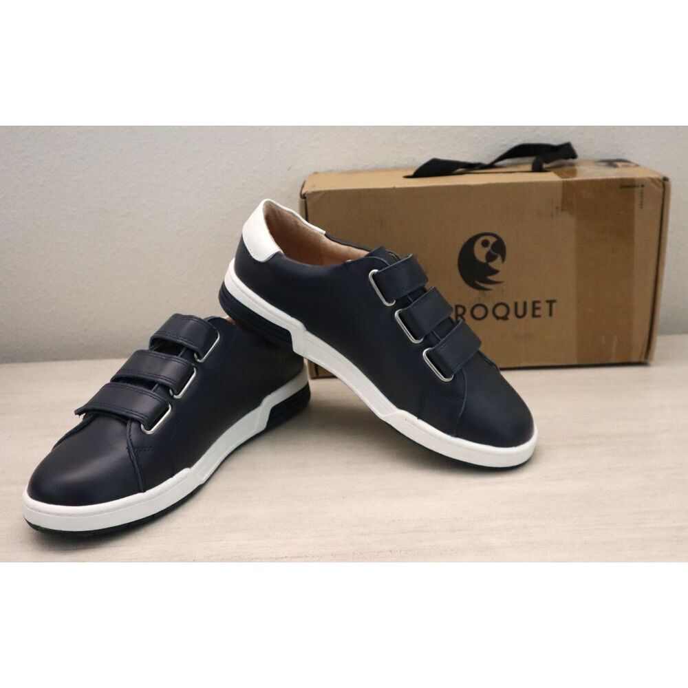 Perroquet SZYVSS2411 Boys Sz 38 US 5.5-6 Navy Blue Leather Rugged Sneakers Shoes